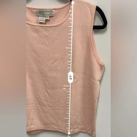 Vintage Pineapple Moon 100% silk pale pink knit tank size XL - Picture 6 of 7